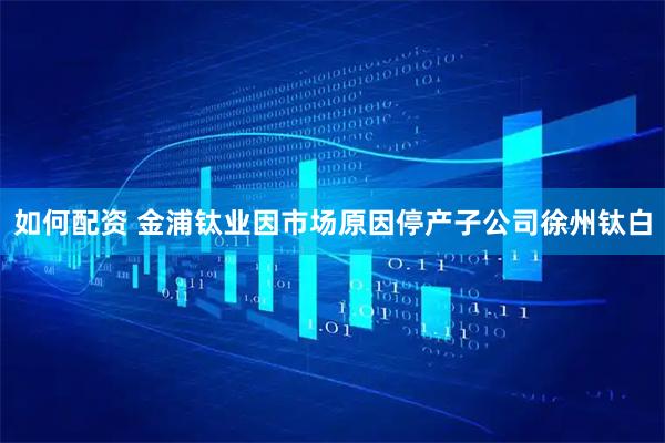 如何配资 金浦钛业因市场原因停产子公司徐州钛白